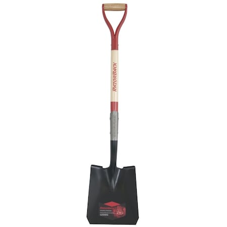 Razor-Back Shovel, 9.62 in W Blade, Wood Handle, D-Grip Handle 2594300
